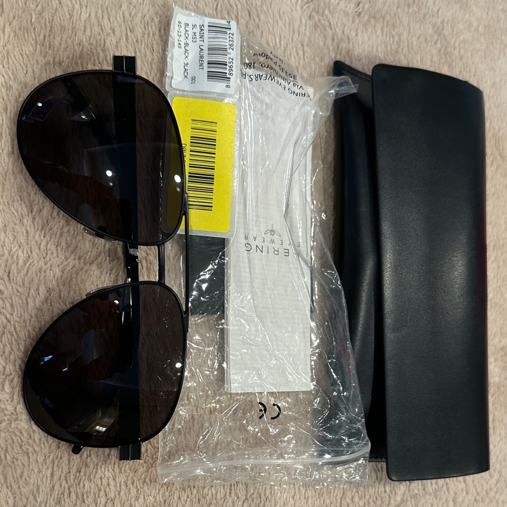Saint Laurent Black Aviator Sunglasses